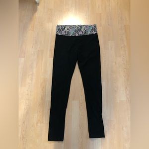 Victorias Secret Black Leggings Floral Waistband Long